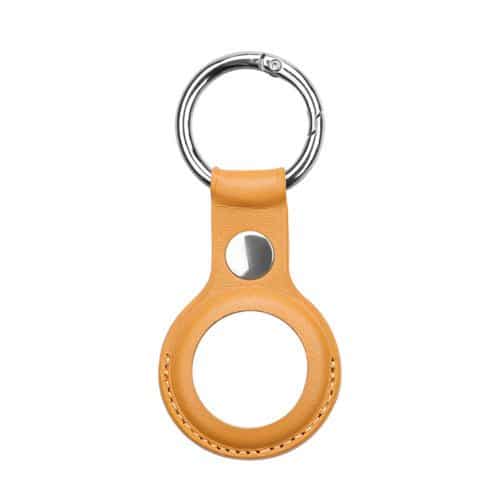 PU leather key ring keychain case for Apple AirTag light brown