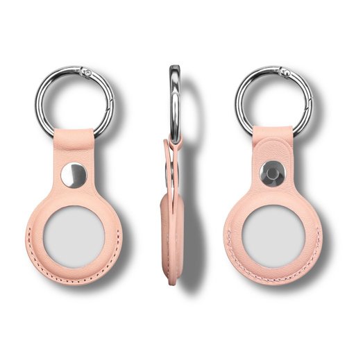 PU leather key ring keychain case for Apple AirTag pink