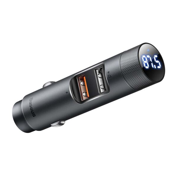 Baseus Energy Column Pro Car Wireless MP3 Charger,Bluetooth 5.0,2xUSB,30W (γκρι)
