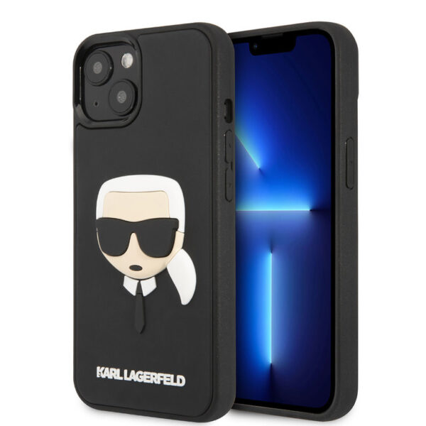 Karl Lagerfeld iPhone 13 Mini Hardcase Backcover - 3D Rubber Karls Head - Black