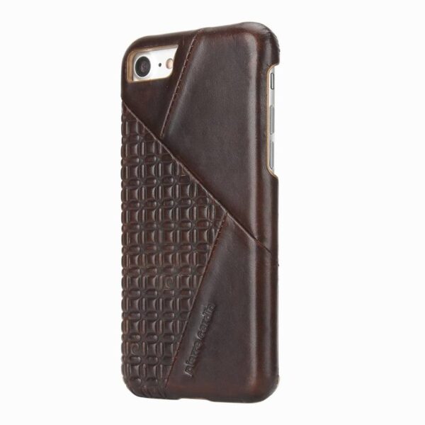 Pierre Cardin hard case Genuine Leather for Apple iPhone 7/8 - D Brown