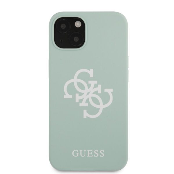 Guess iPhone 13 Mini Hardcase Backcover - White 4G Logo - Mint Green