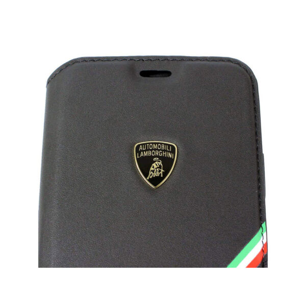 Apple iPhone X-Xs Alcantara Zwart Lamborghini book type hoesje - Genuine Leather