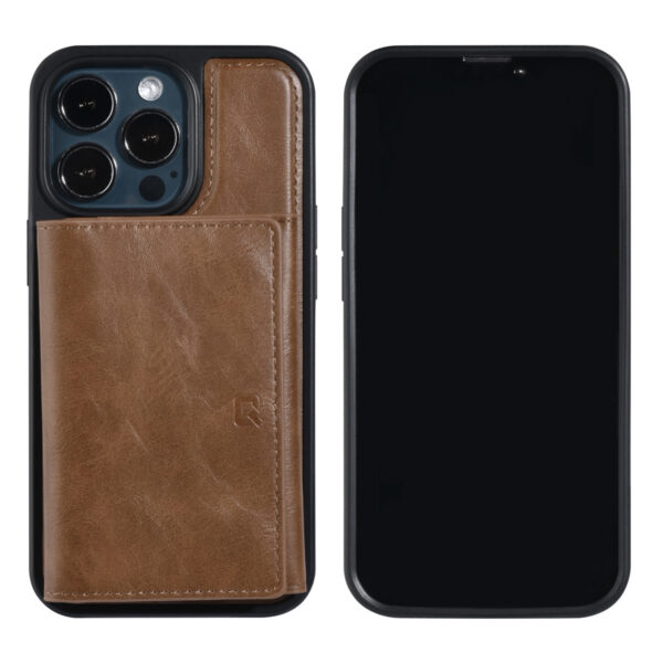uniq accessory iphone 13 pro hardcase backcover card holder magnetic closure dark brown