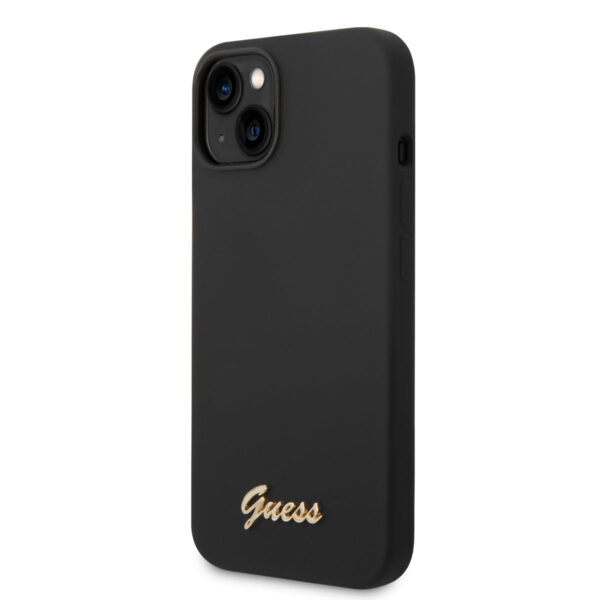 guess iphone 14 silicone backcover metal logo black